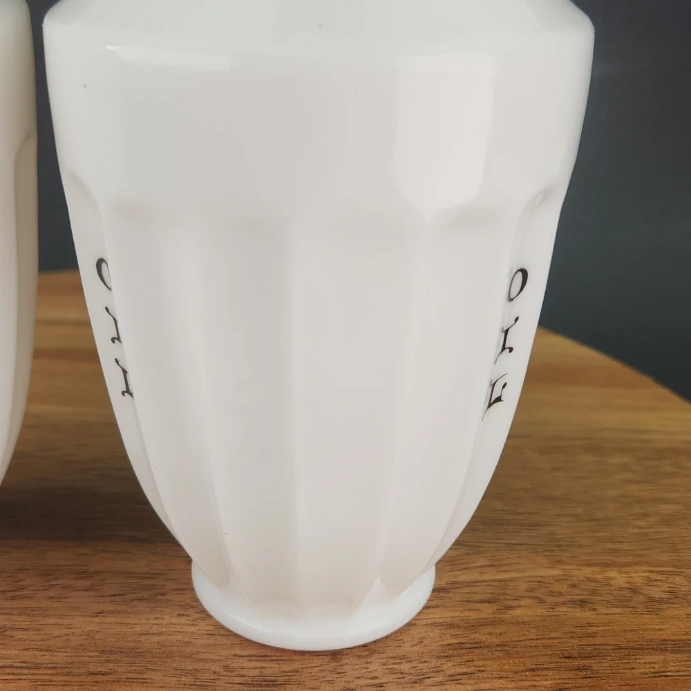 1960s Art Deco Milk Glass Cruet set, Flawless  elegance